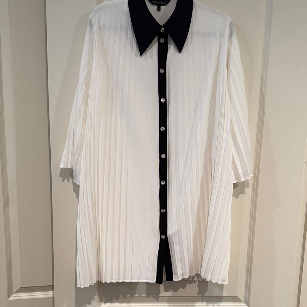 Ming Wang Monochrome Collared Dress